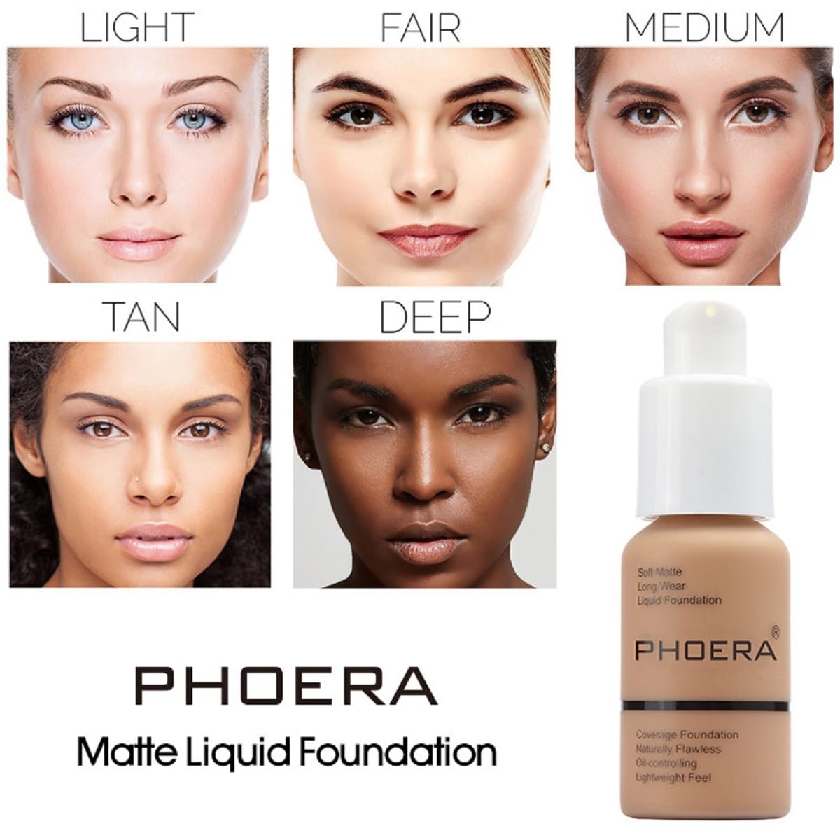 Nvyue PHOERA Foundation Sand 105, cobertura uniforme y ligera para todo el día