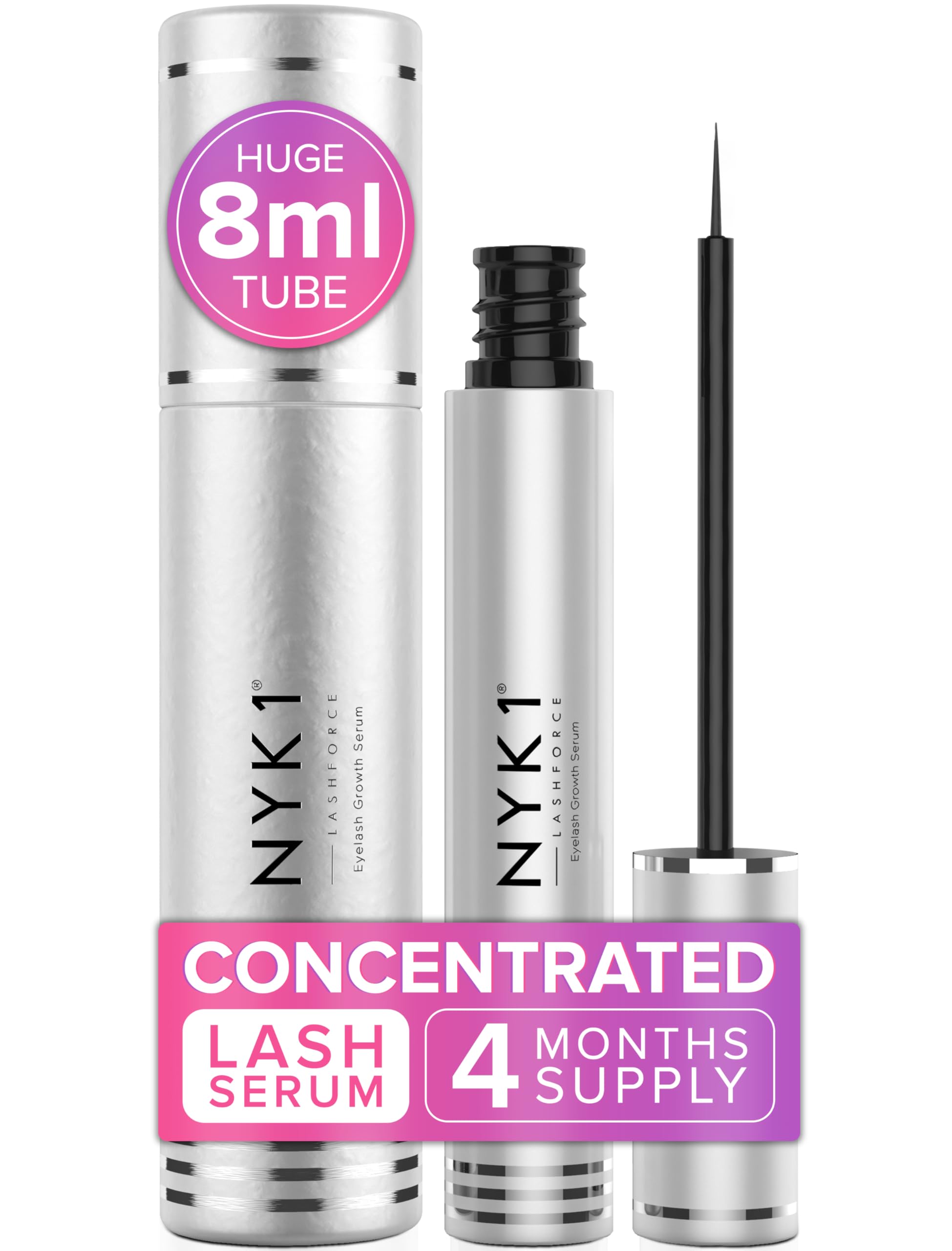 NYK1 LashForce: botella de 8 ml para crecimiento natural de pestañas.