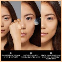 Aplicación suave del primer NYX Bright Maker para preparar la piel