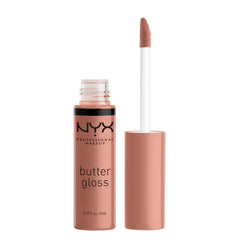 NYX Butter Gloss Madeleine en tono nude para labios suaves y naturales