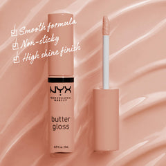 NYX Butter Gloss Madeleine con textura de seda para acabado ligero