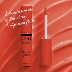 NYX Butter Gloss Orangesicle: textura sedosa que se desliza sin pegarse.