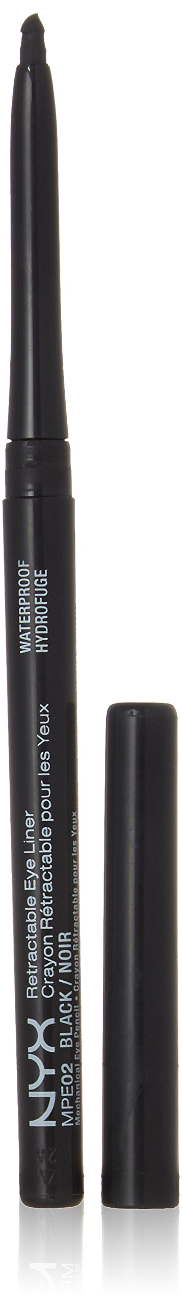 NYX delineador impermeable retráctil MPE02 negro, definición duradera para ojos.