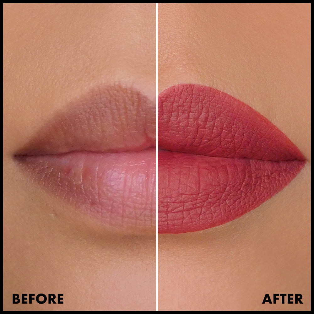 NYX Lip Lingerie XXL Matte: tono Warm Up con tinte cálido y duración visible.