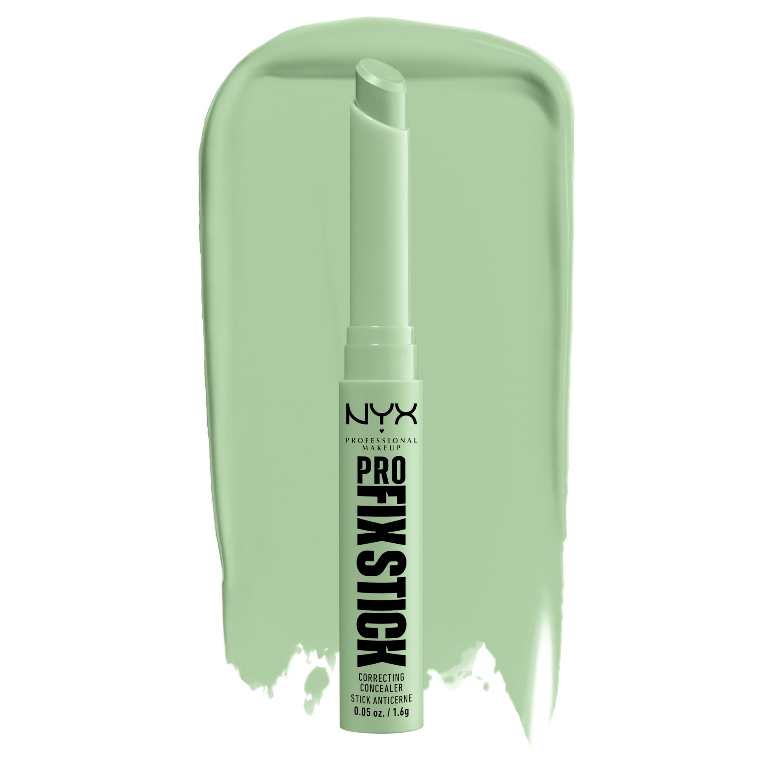 NYX Pro Fix Stick Corrector Verde, empaque visible para corrección rápida de color.
