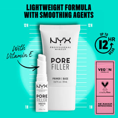Primer base mate NYX con textura sedosa para maquillaje duradero.