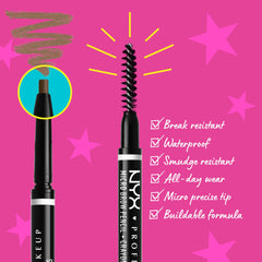 NYX PROFESSIONAL MAKEUP punta ultra-delgada: trazos finos para un look natural de cejas.