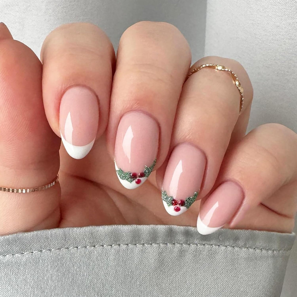 NZRAESTRS uñas navideñas con ciervo y brillo verde para fiestas