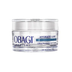 Obagi Hydrate Luxe crema nocturna, textura bálsamo, hidratación profunda para piel seca.