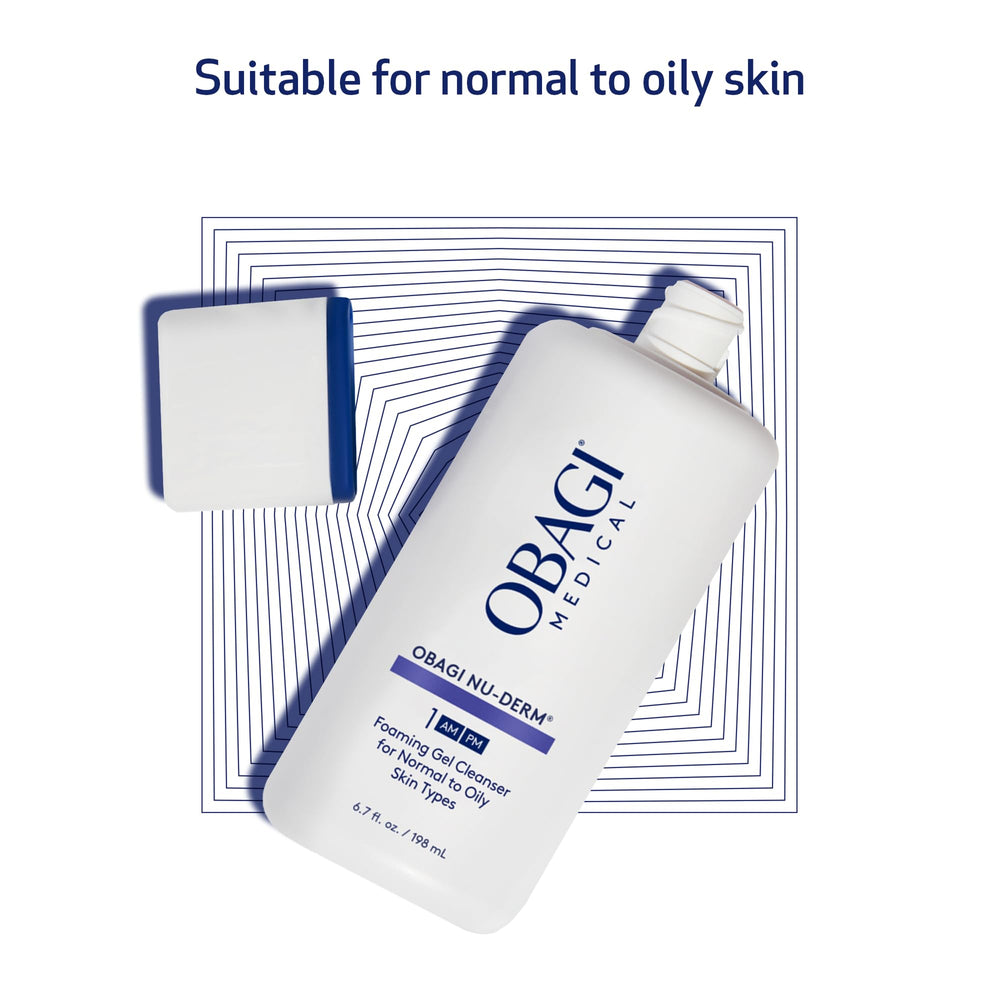 Obagi Nu-Derm Gel Espumoso con aloe vera y avena: cuidado suave para piel sensible.