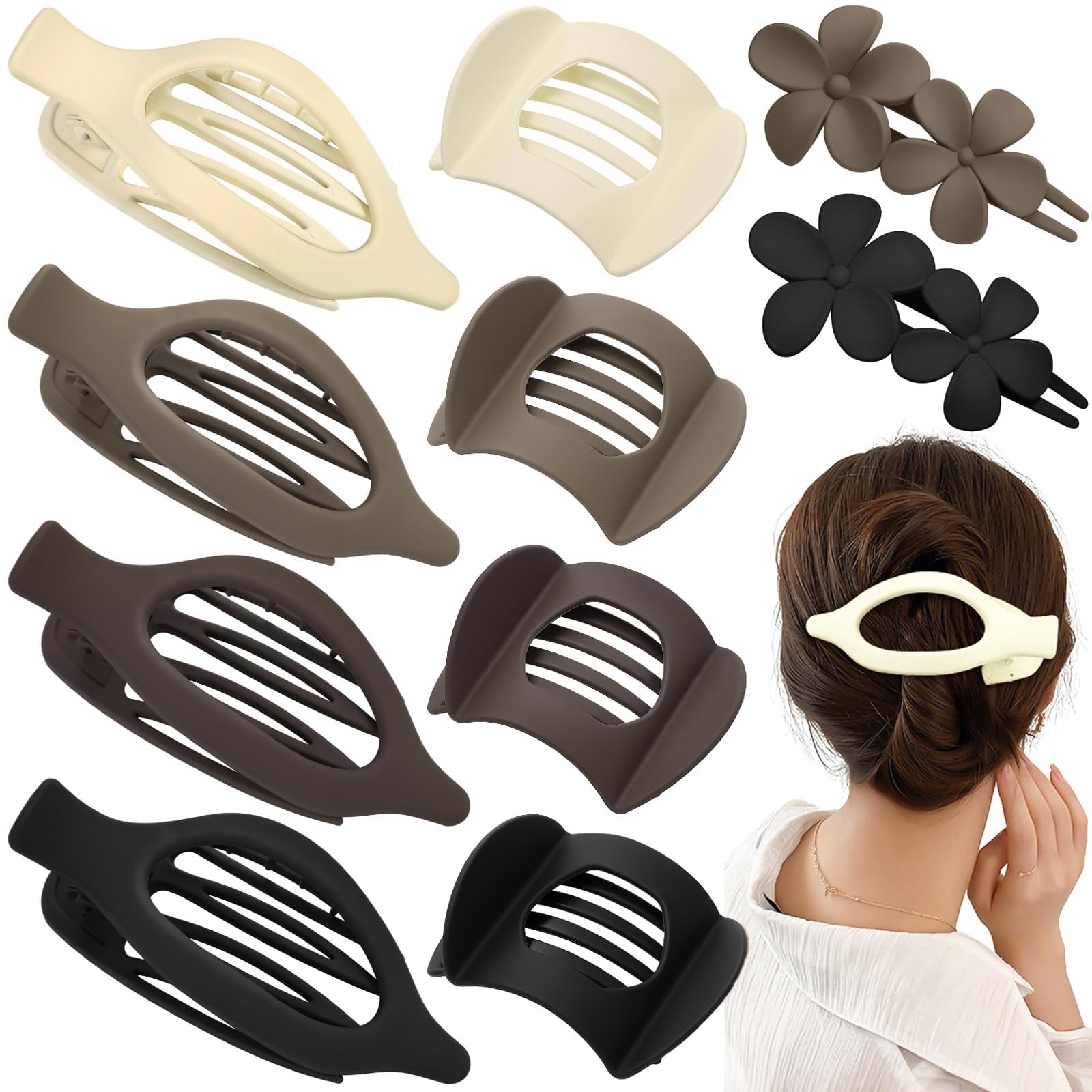 Obeoby clip frances plano blanco para sujeción diaria sin deslizamiento.