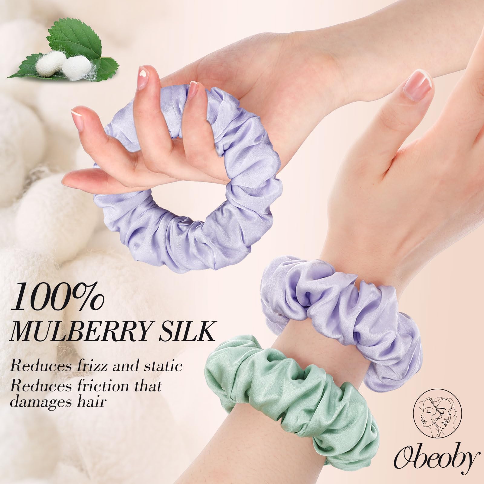 Goma Obeoby verde salvia, ideal para peinados diarios sin daño.
