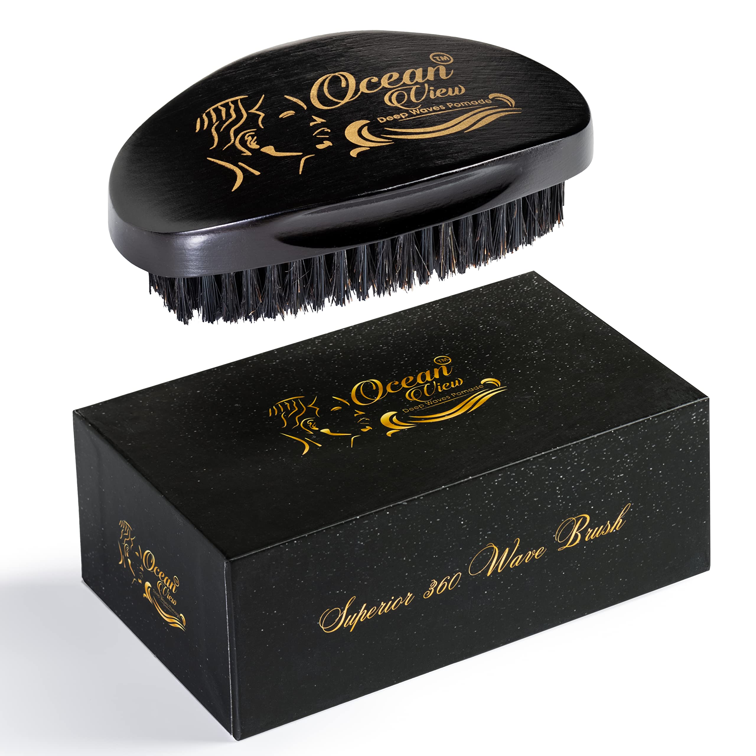 Ocean View Deep Waves Pomade, cepillo palma madera, favorece ondas definidas y suaves.