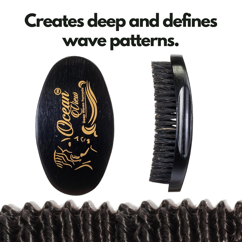 Ocean View Deep Waves Pomade, indentaciones pulgar, diseño cómodo para sesiones largas de peinado.
