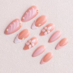Uñas OCOUYVD con diseño 3D de flor y perla para ocasiones.