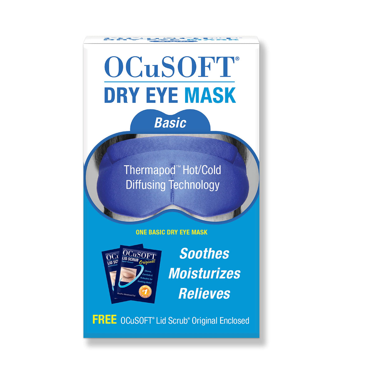 OCuSOFT mascarilla para ojo seco en empaque, lista para uso y confort ocular.