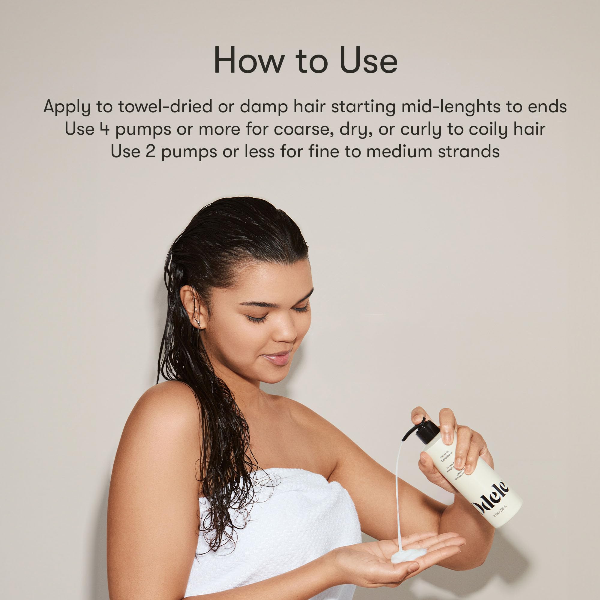 Control de frizz con Odele Leave-In Conditioner para un acabado suave
