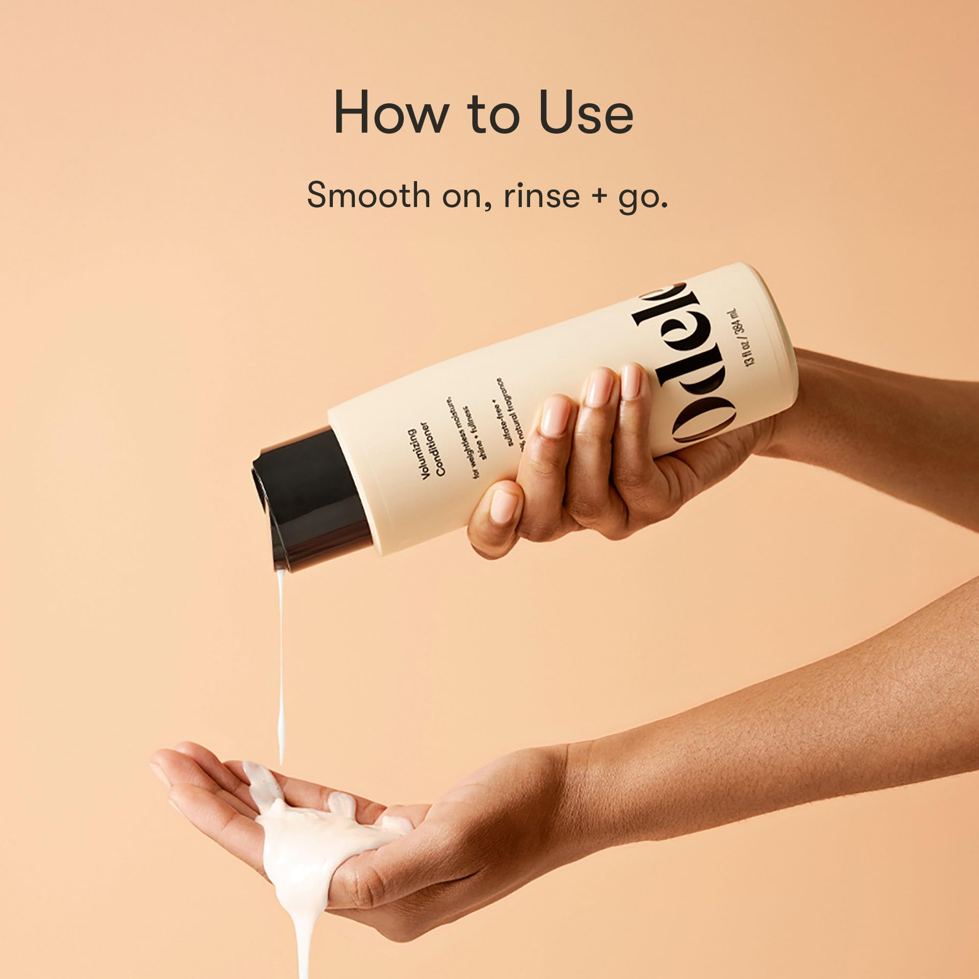 Visual of increased hair volume after using the conditioner
