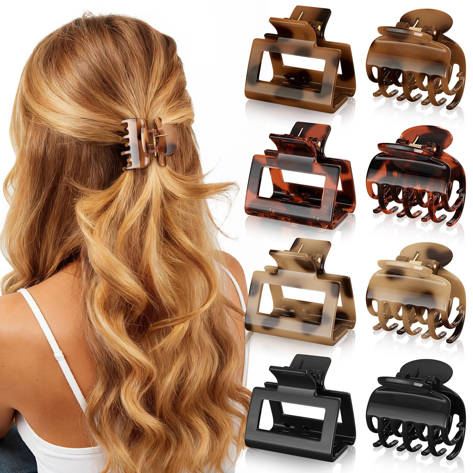 Oeusnael clips pelo rectángulo, dos estilos: sujeción estable para peinados diarios