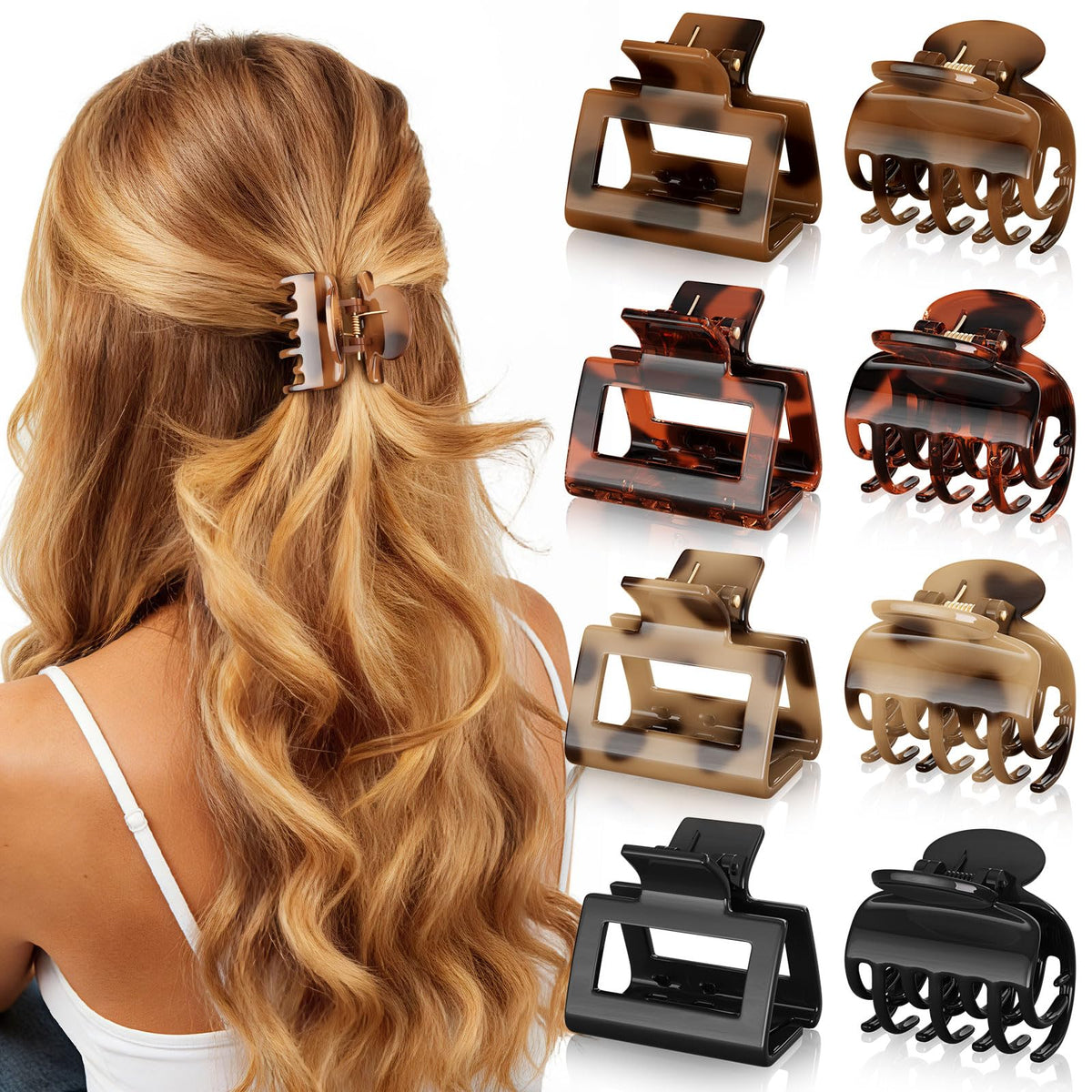 Oeusnael clips pelo rectángulo, dos estilos: sujeción estable para peinados diarios