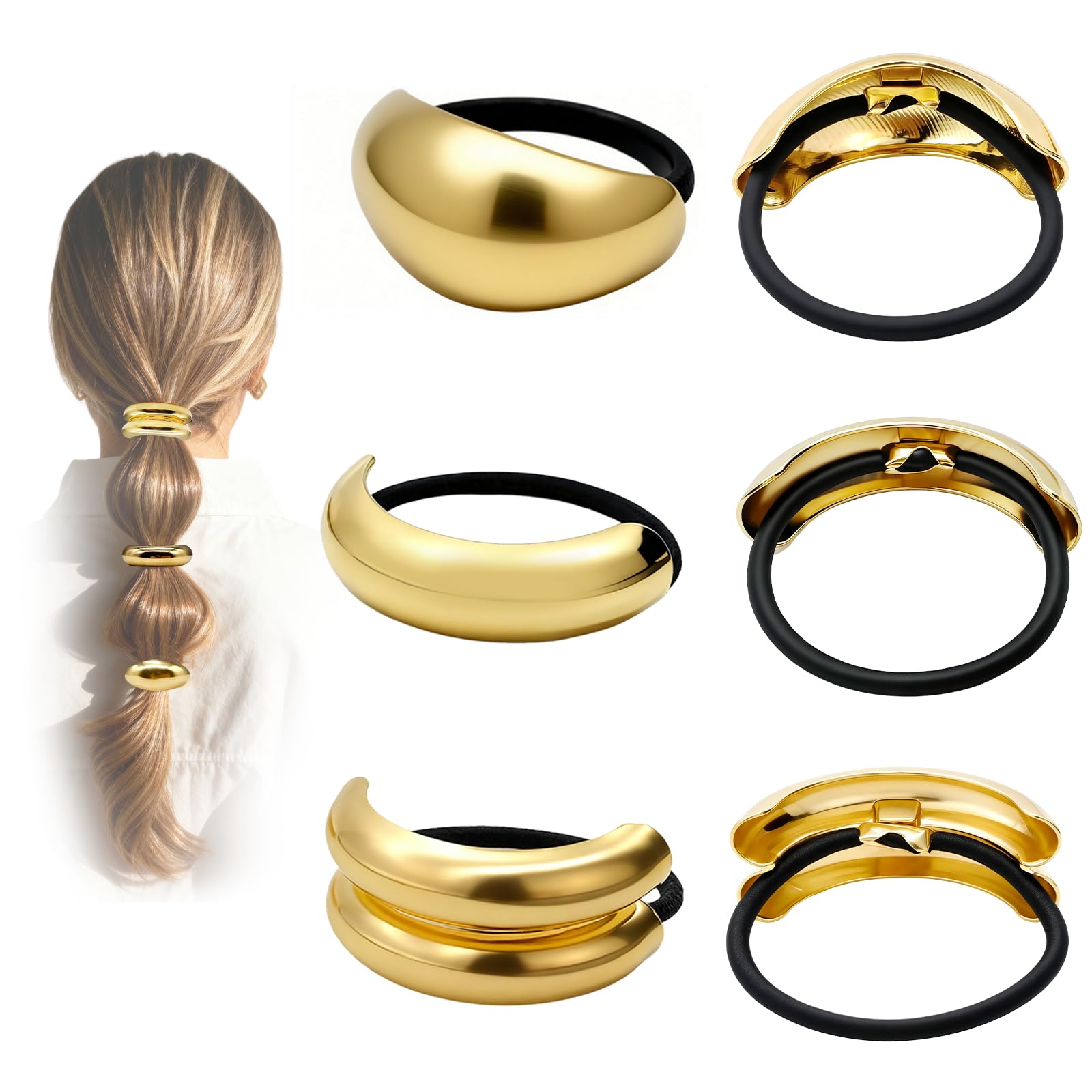 OHCISP tiras pelo oro 14k dorado, sujeción suave para peinados diarios.