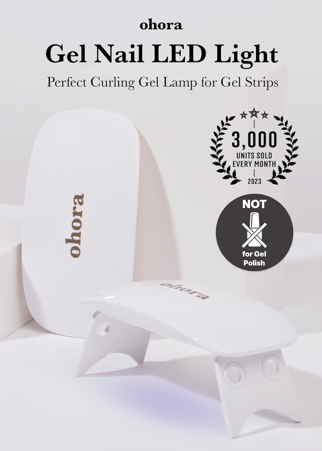 Ohora Care LED lamp side view, slim profile for travel use and touch-ups.