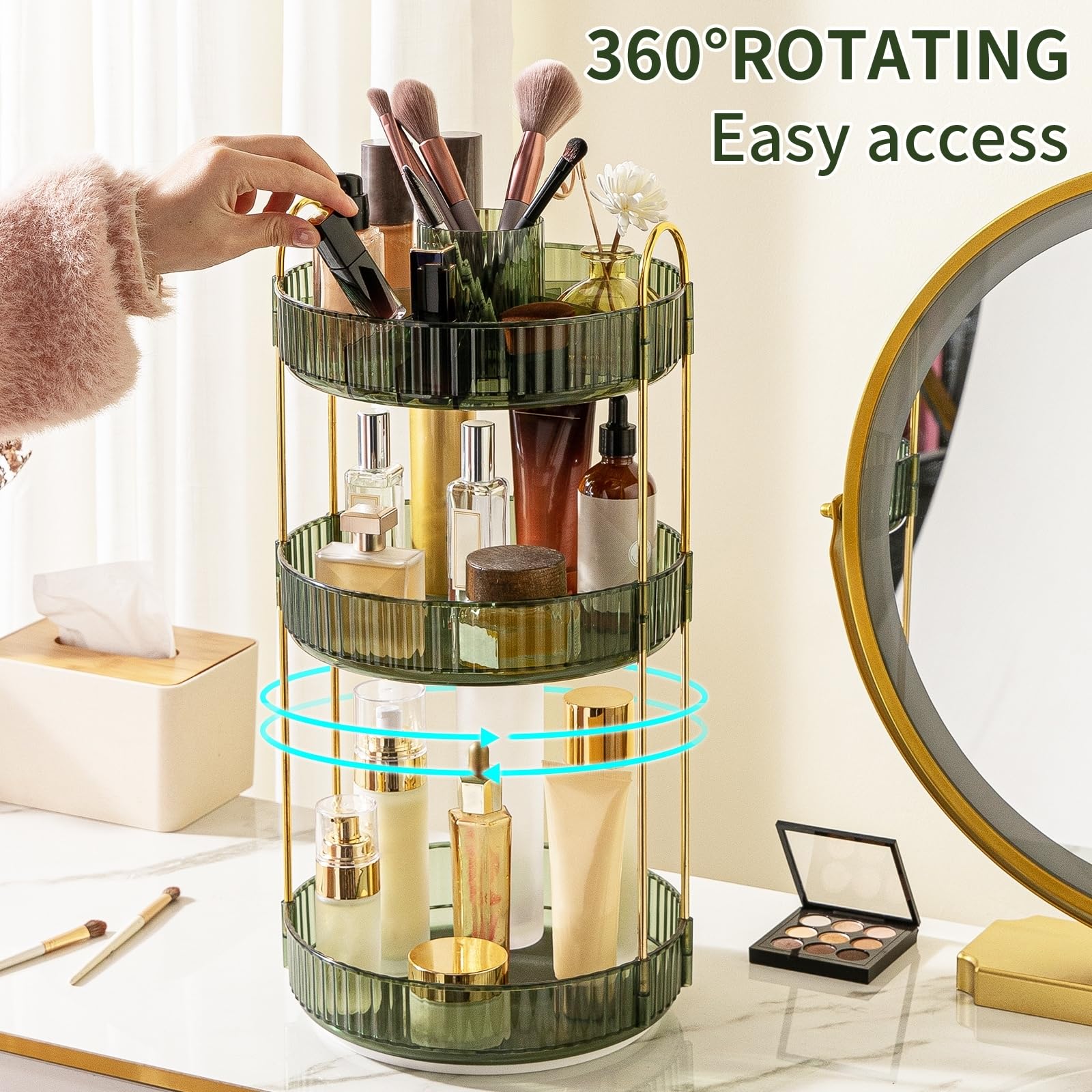 Oifecsie organizador-vanidad-multiusos: ideal para cosméticos, perfumes y cuidado de piel.