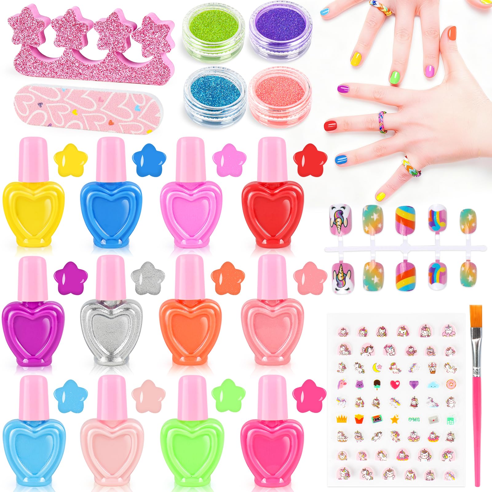 Set de esmaltes Oisacirg para niñas con 21 piezas, juego seguro.