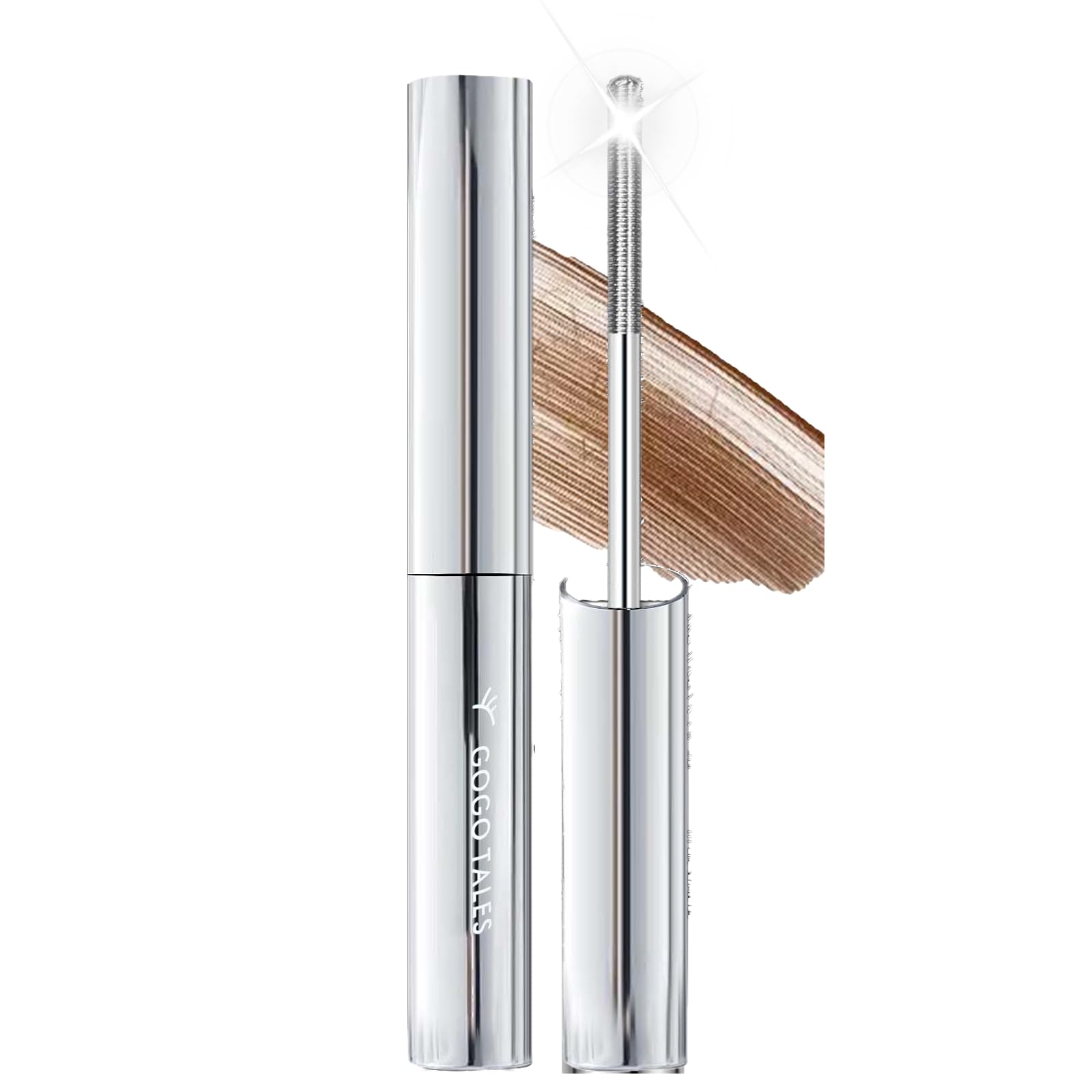 Mascara Okerker marrón con varilla de metal para recubrir cada pestaña con precisión.