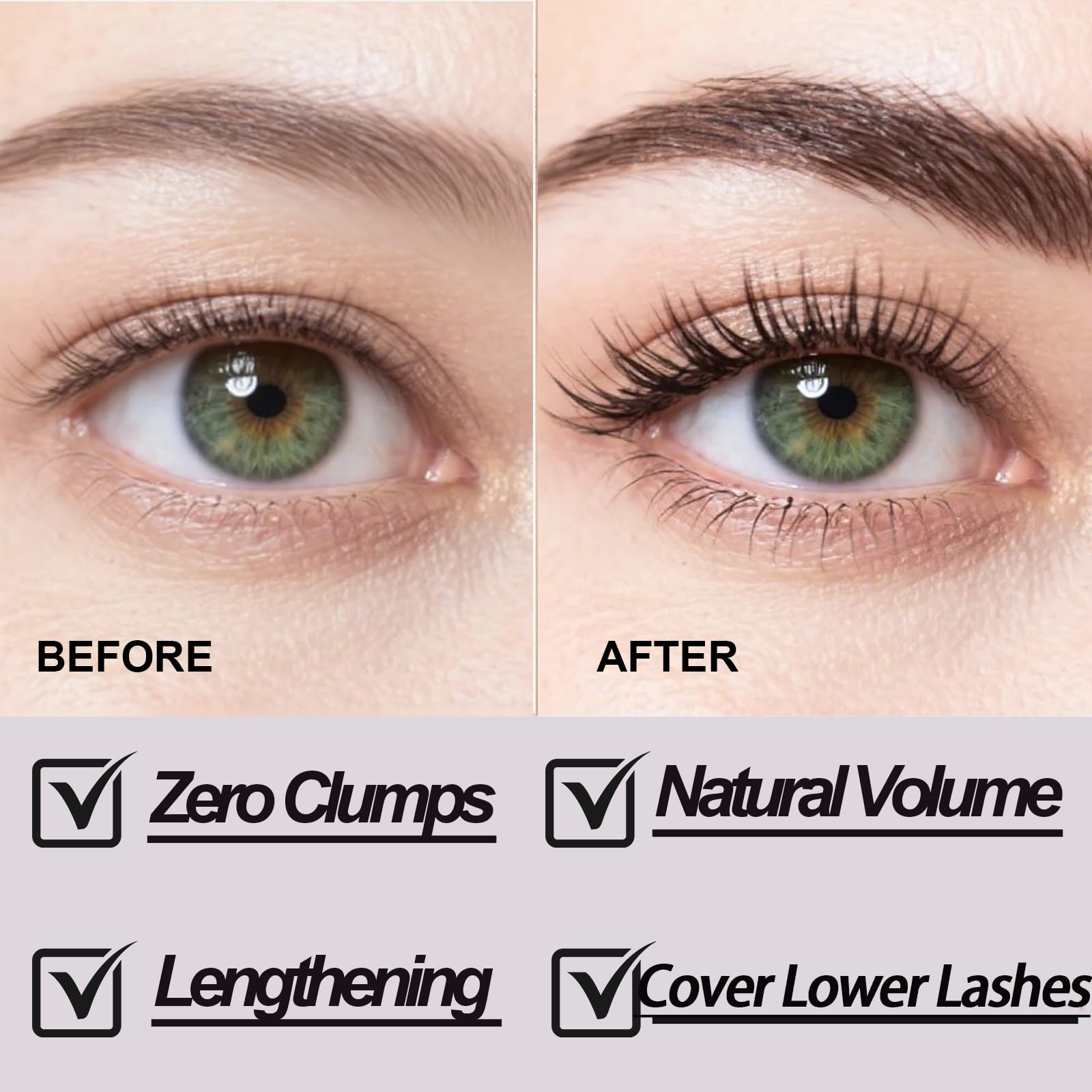 Okerker mascara aporta separación para pestañas naturalmente abiertas.