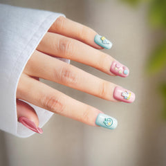 okiYomi pegatinas uñas 3D Conejo bufón, estilo juguetón