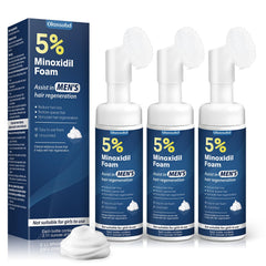 Espuma Minoxidil Olassubd en bote, soporte para crecimiento capilar en hombres.