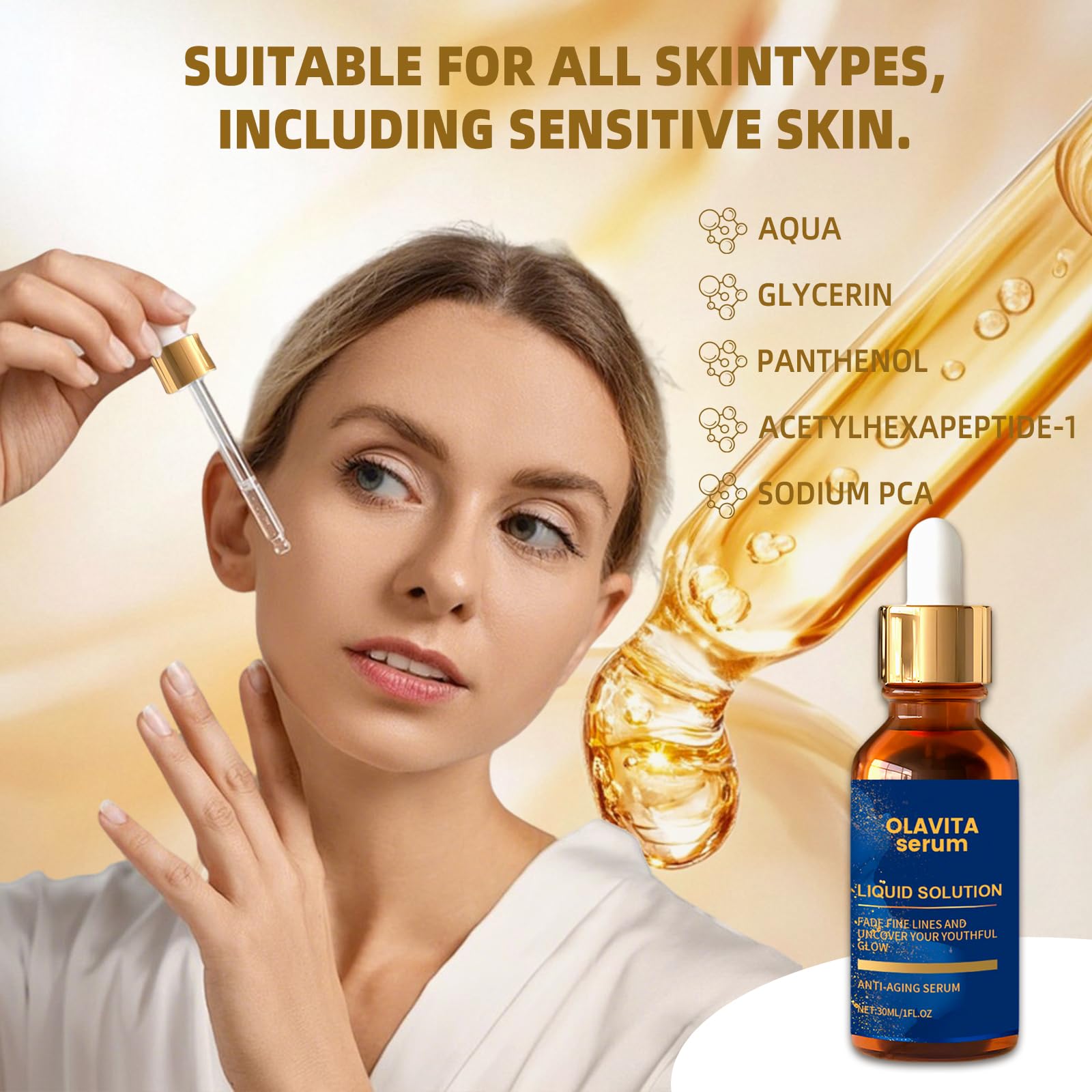 Olavita Serum drop dispense delivering controlled dosage