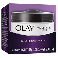 Texture crème Olay anti-âge non comedogene adaptée à tous types de peau.