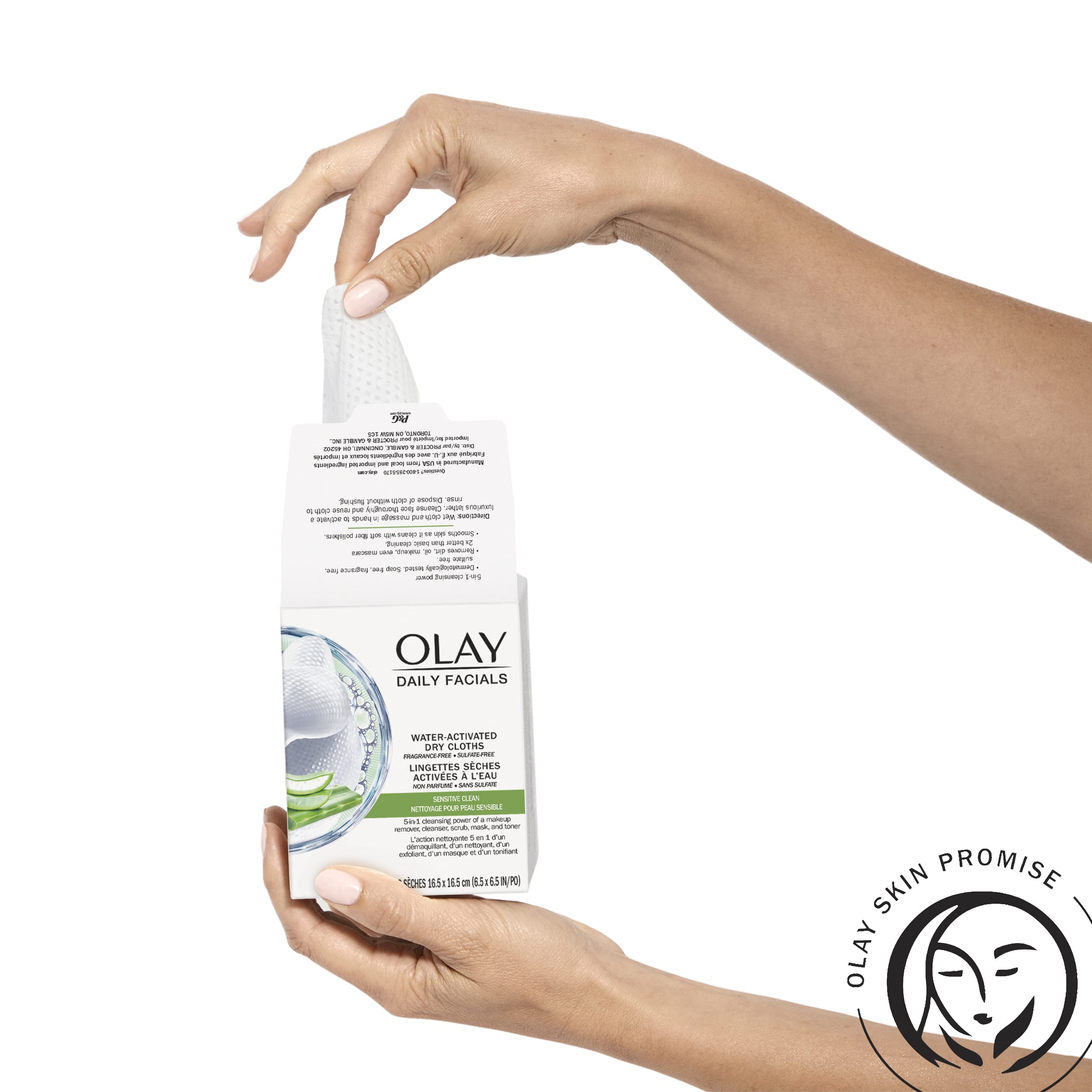 OLAY Lingettes sans parfum, idéales peaux sensibles.