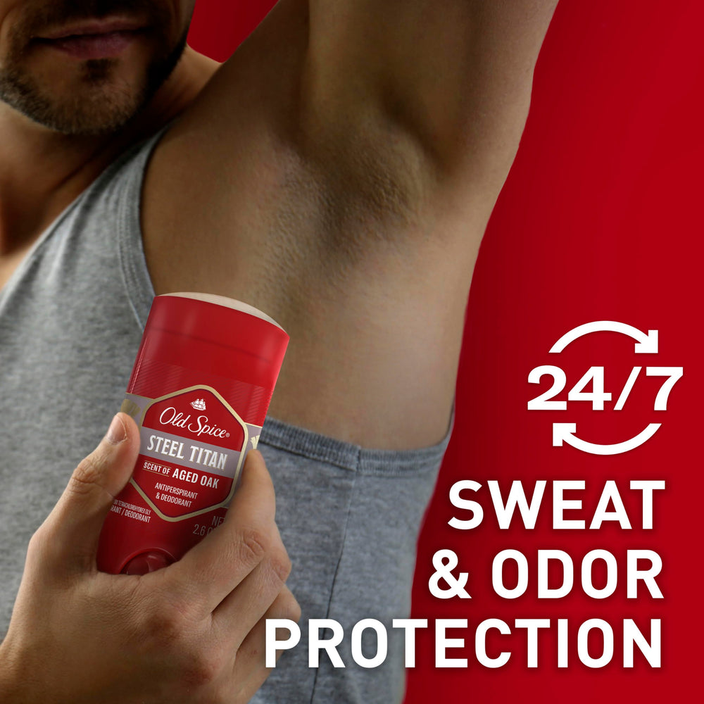 Aroma de roble envejecido de Old Spice para una presencia duradera.
