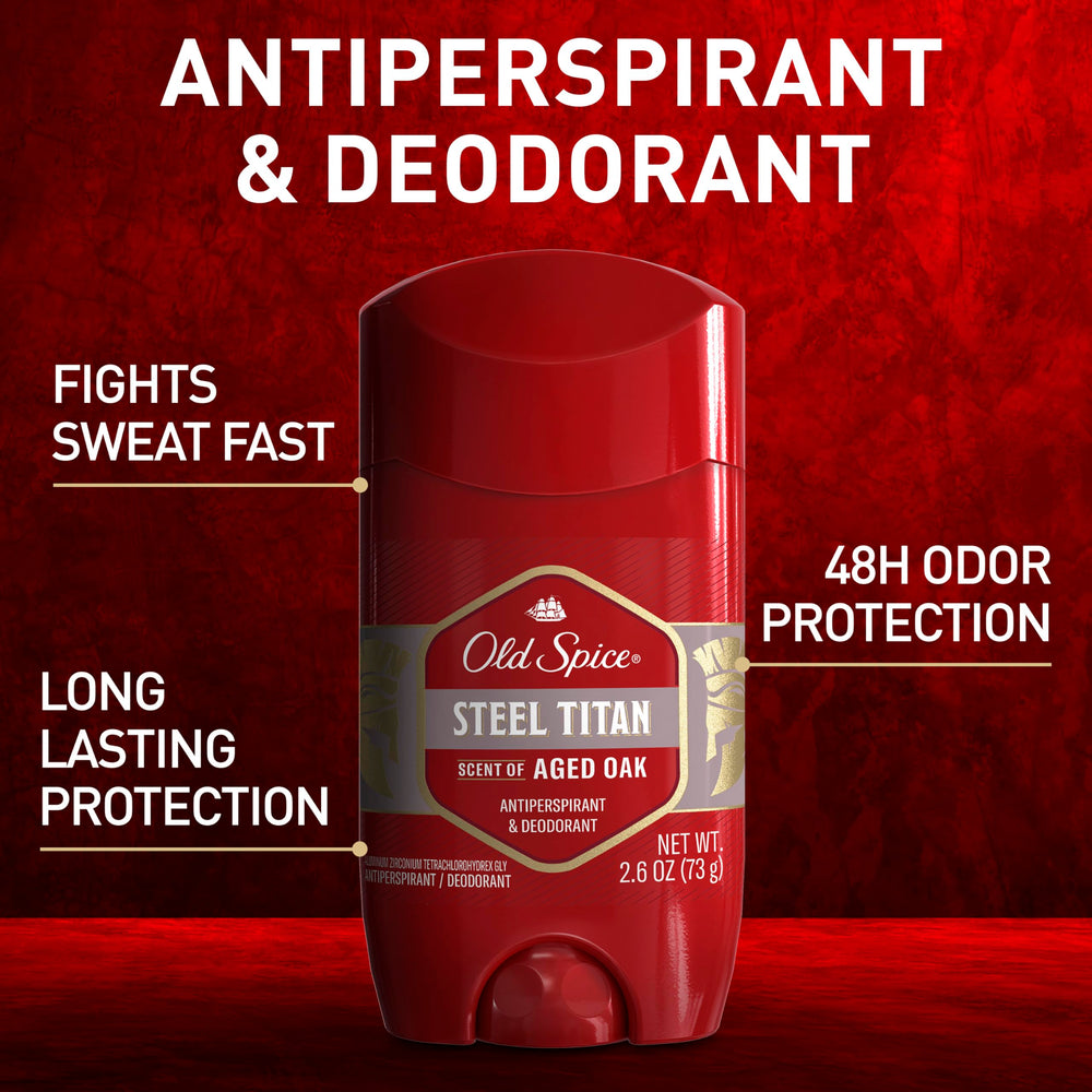 Protección 24/7 de Old Spice con acero titan para días ocupados.