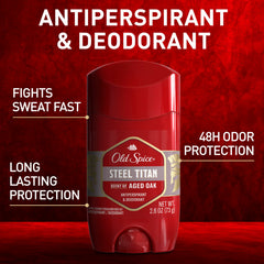 Protección 24/7 de Old Spice con acero titan para días ocupados.