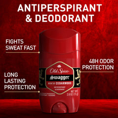 Envase compacto de Old Spice Red Zone Swagger para uso diario.