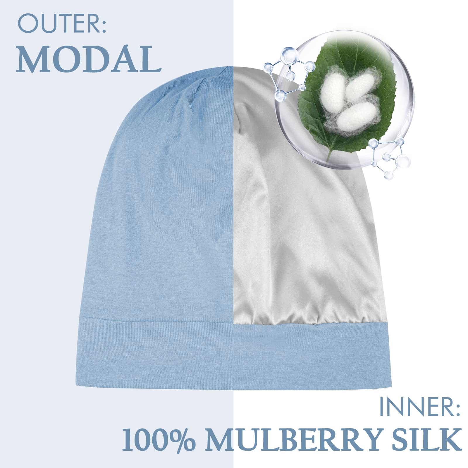 Gorro nocturno de seda OLESILK con ajuste cómodo para cabellos rizados