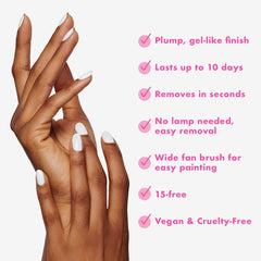Olive & June 15-free vegan formula label communicates clean, responsible beauty