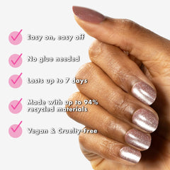 Olive & June 32-nail kit in 16 sizes ready for flexible nail shaping.