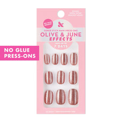 Olive & June no-glue tabs shown for mess-free, easy-on, easy-off nails.