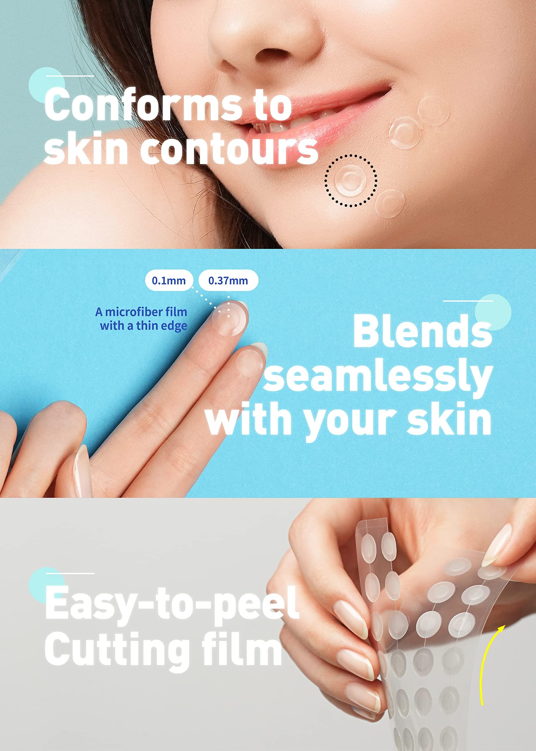 OLIVE YOUNG Care Plus Spot Patch adhesive film keeps patch secure.