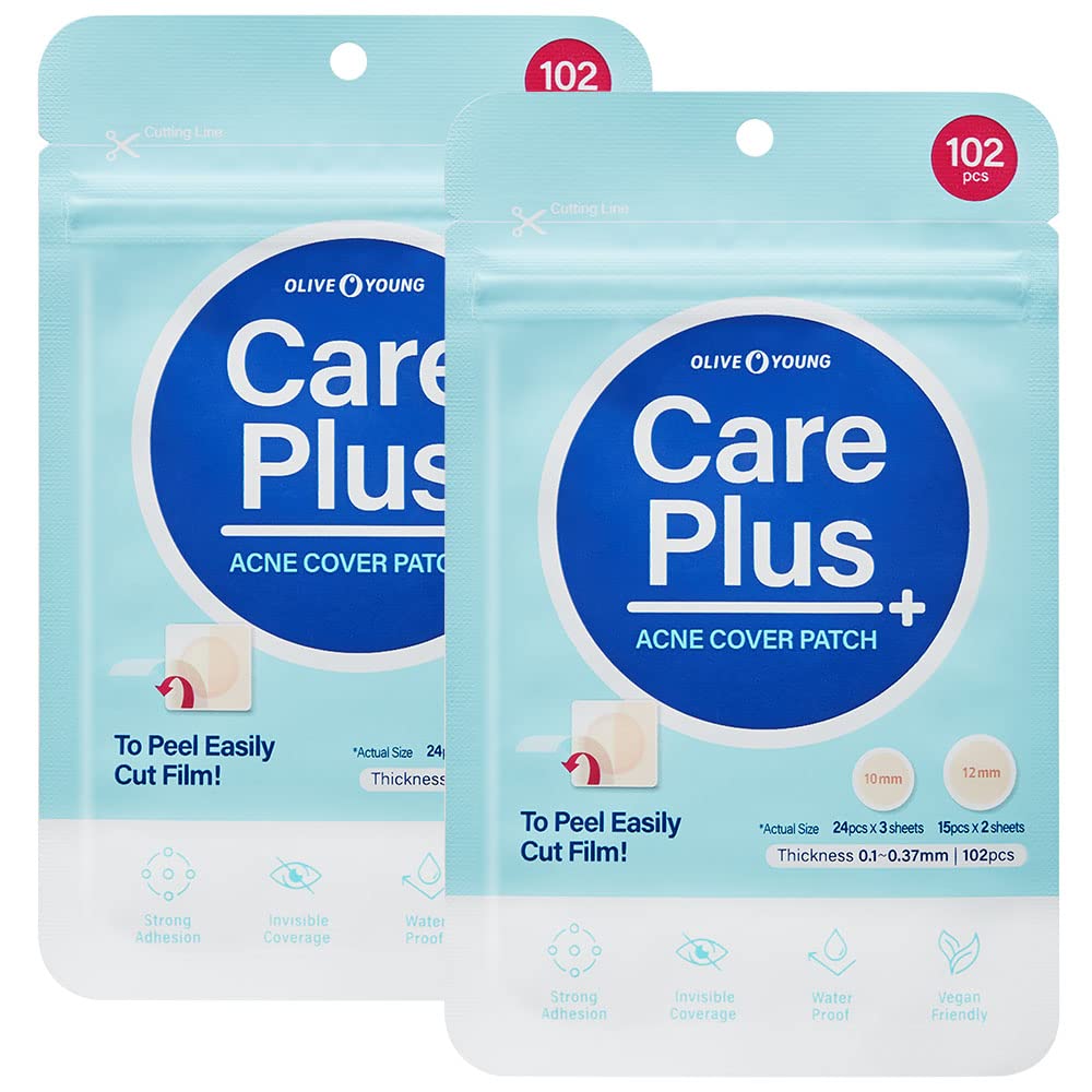 OLIVE YOUNG Care Plus Spot Patch, empaque de dos paquetes para uso diario.
