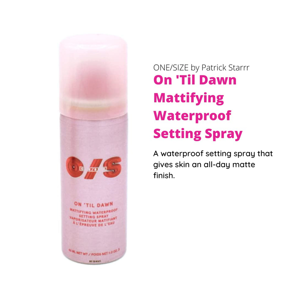ONE/SIZE mini, aplicación precisa con spray fijador para maquillaje.