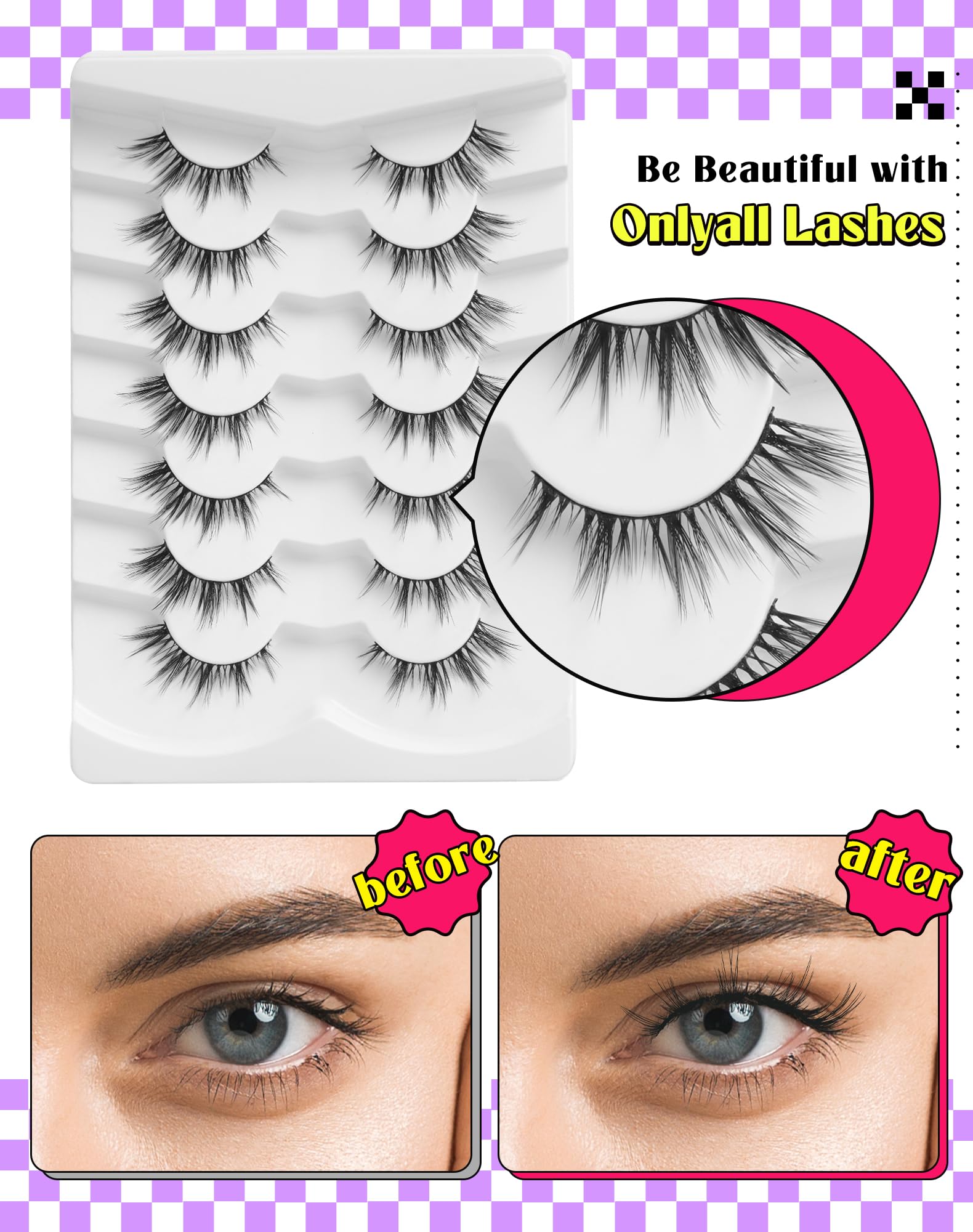 Onlyall pestañas compatibles con todo tipo de ojos para un ajuste seguro