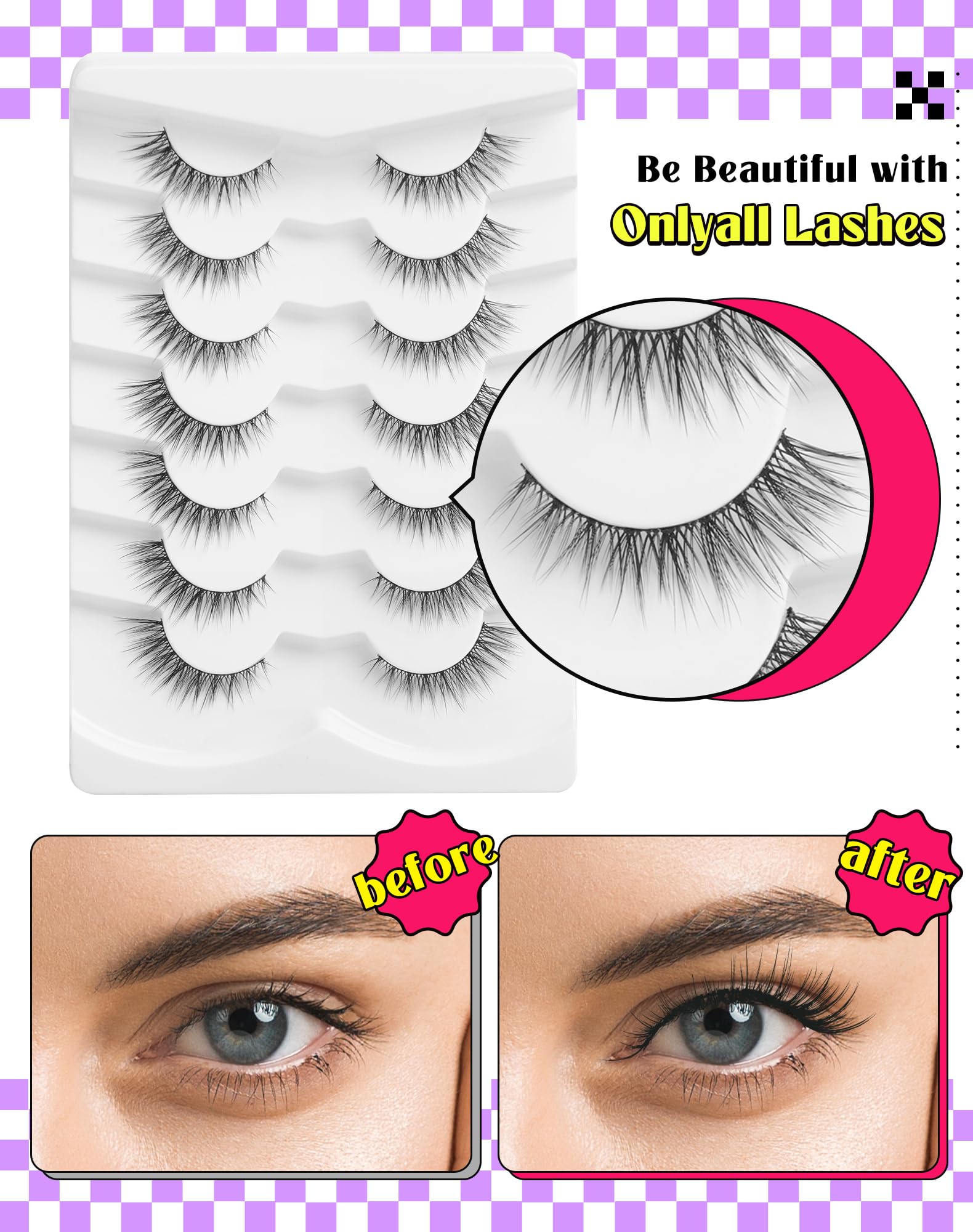 Onlyall pestanas compatibles con ojos de forma almendra para un look equilibrado.