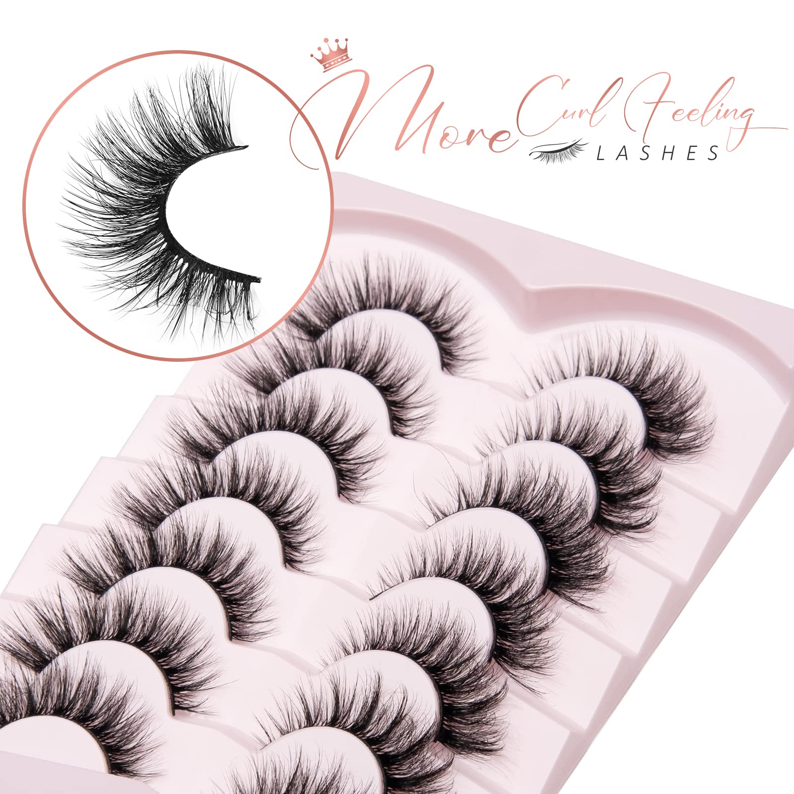 Onlyall pestañas visón sintético con forma redonda para un look suave y natural.