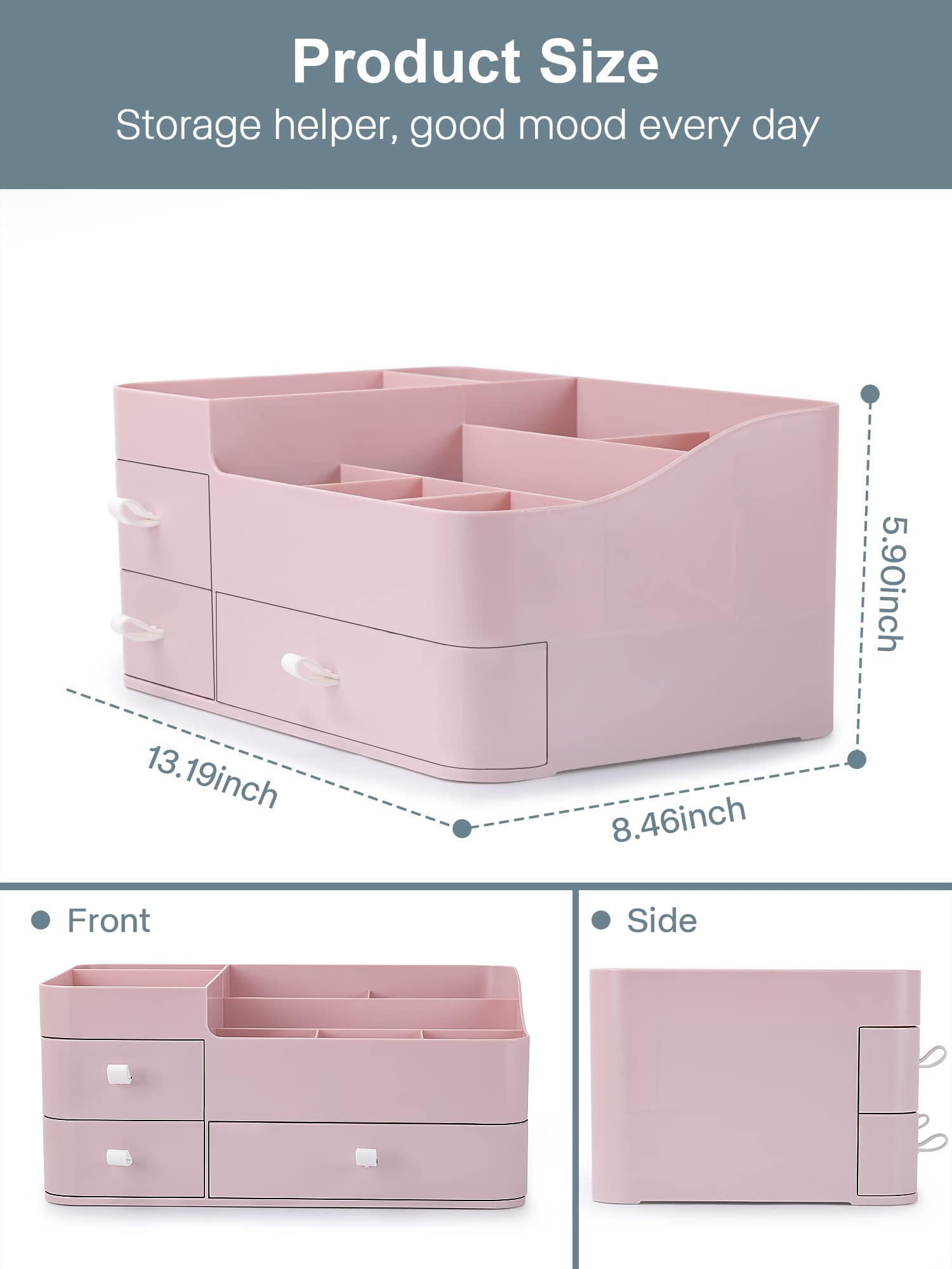 ONXE Organizador de maquillaje con compartimentos variados para todo tipo de cosméticos
